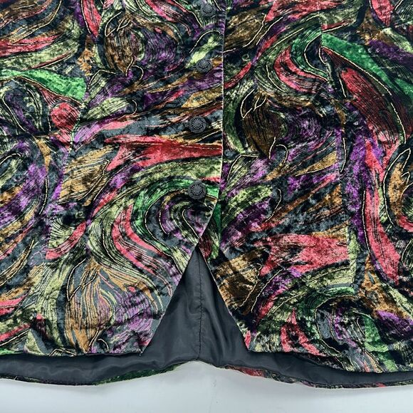 Maggie McNaugton Vest Wm Plus Vintage Velour Beaded Buttons Long Oversized 90s - Picture 5 of 9